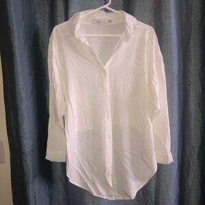 Bishop + Young -L- Crisp White Shirt elastic back- full sleeve- new or like new